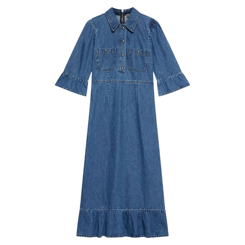 Mint Velvet Indigo Denim Midi Shirt Dress